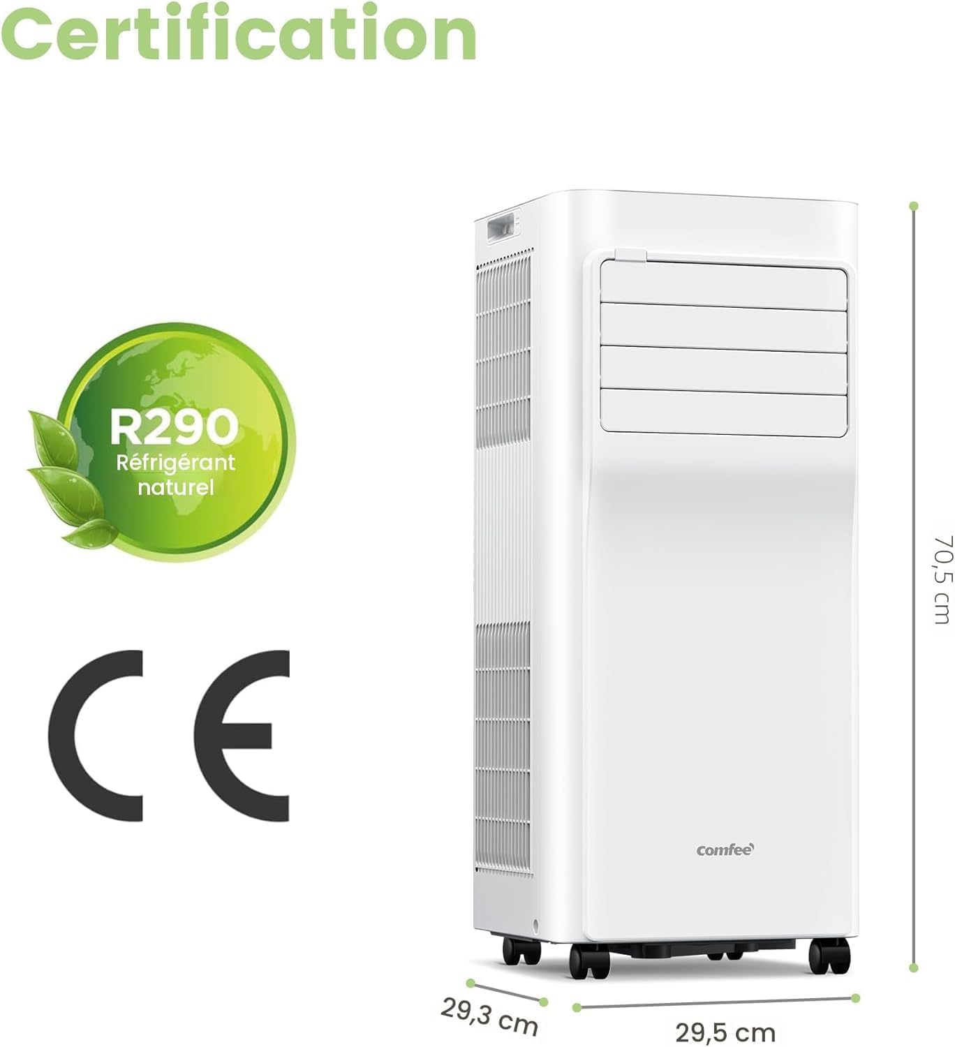 Climatiseur Mobile 4-en-1 (refroidir + déshum + ventilo)