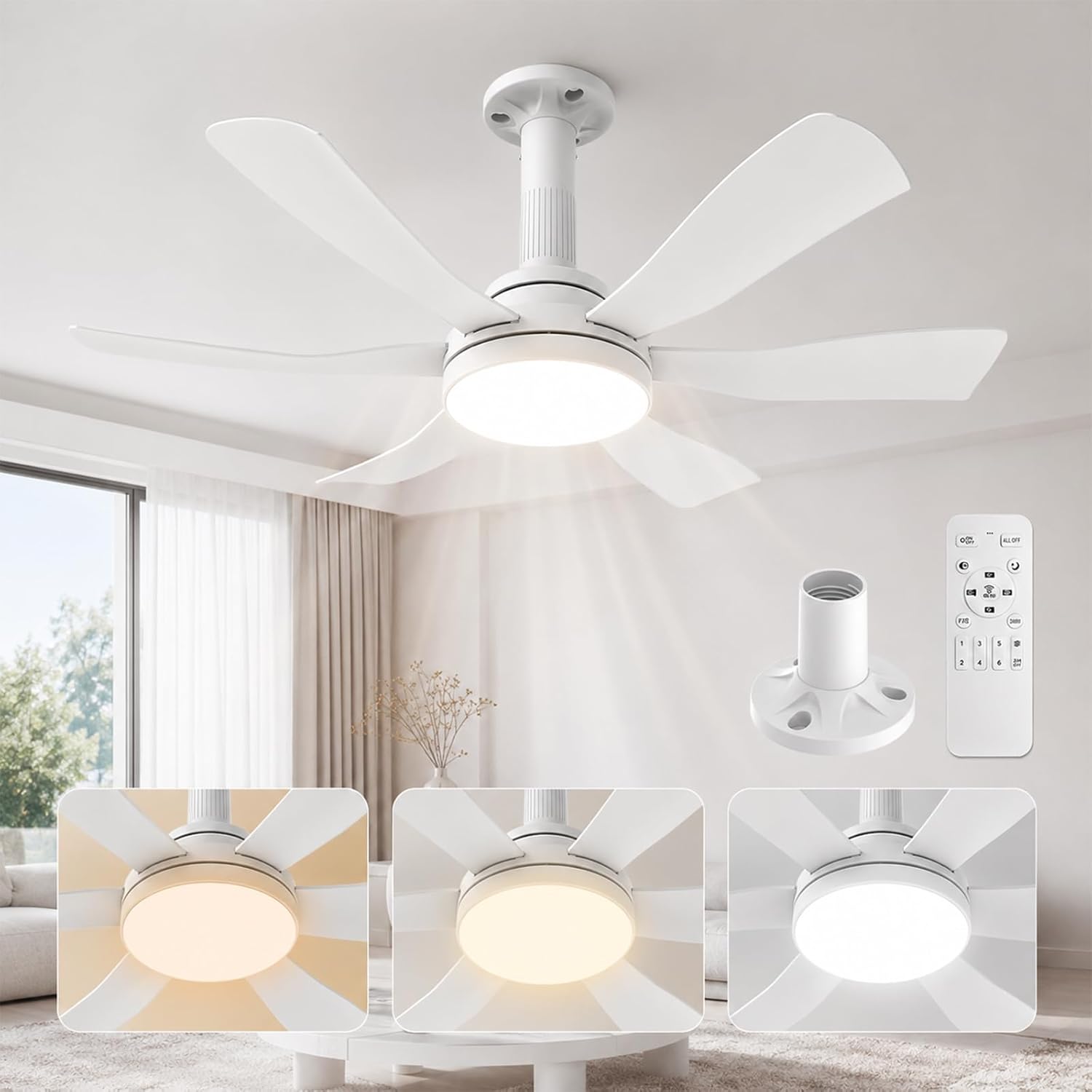 Hisummer Ventilateur Plafond LED (télécommande, luminaire)
