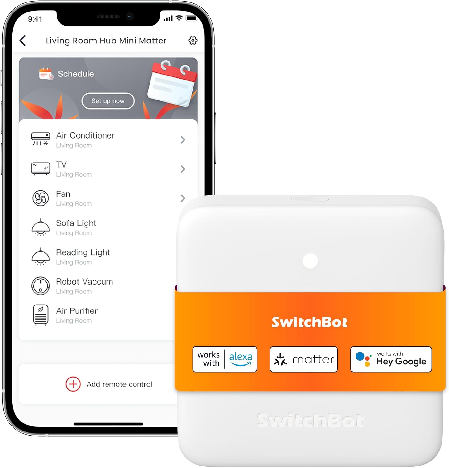 SwitchBot Hub Mini Matter, Hub Domotique Maison & IR Blaster Intelligent, Compatibles Matter, Contrôle AC/TV/Lumières via App ou Voix, Fonctionne avec Alexa, Google Home, Apple HomeKit, Home Assistant